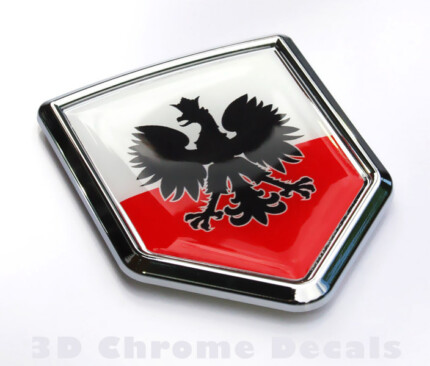 Poland Polski Polish Flag Crest Emblem Car Chrome Decal