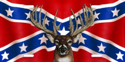 rebel battle flag and deer head sticker