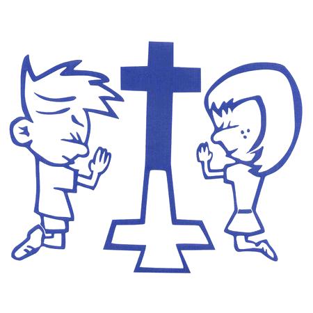 Boy and Girl Praying Decal