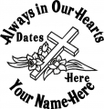 Always in Our Hearts Cross with Flowers Sticker