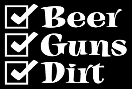 beer guns dirt decal