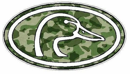 Duck Hunting Oval Decal 66 - Camo Green