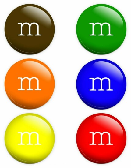 m&m small round sticker set