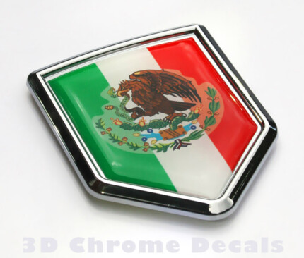 Mexico Flag Crest Mexican Emblem Chrome Car Decal Sticker
