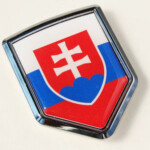 Slovakia Decal Flag Crest Car Chrome Emblem Sticker