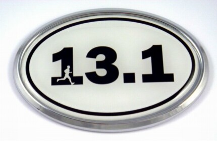 13.1 White Running Oval 3D Chrome Emblem