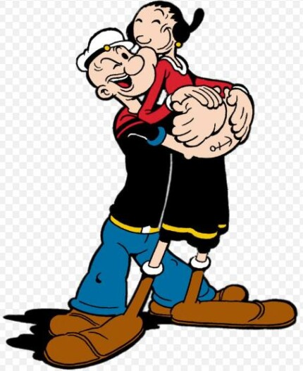 POPEYE AND OLIVE OIL HUGGING FUNNY CAR STICKER