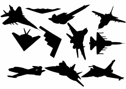 sheet of Battle airplanes silhouette stickrers