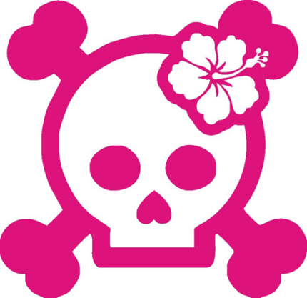 Skull Hibiscus Hawaiian Flower Sticker 2