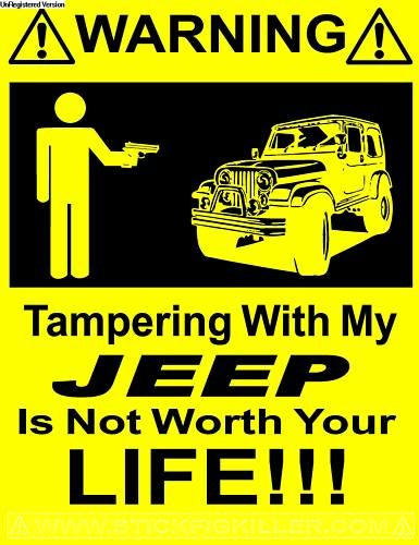 Tampering with my JEEP Funny Warning Sticker Set