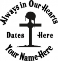 Always in Our Hearts Fallen Soldier Cross Sticker
