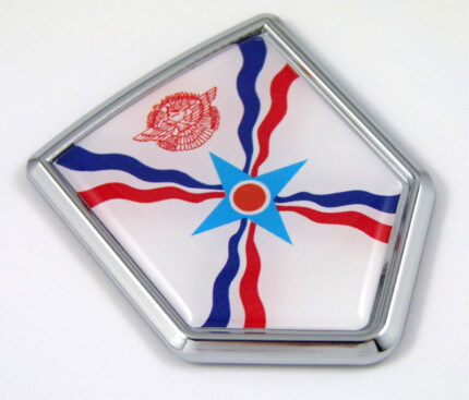 Assyrian 3D Chrome Flag Crest Emblem Car Decal