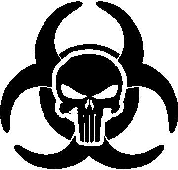 biohazard skull punisher logo sticker