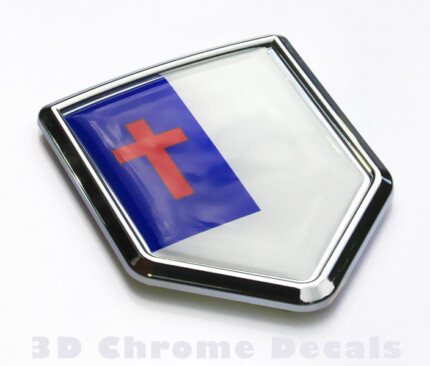 Christian Flag Crest Emblem Chrome Car Decal Sticker