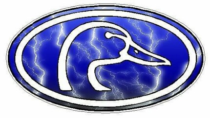Duck Hunting Oval Decal 66 - Lightning Blue