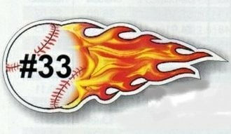 ! Flaming Baseball Softball Magnetic Car Sign