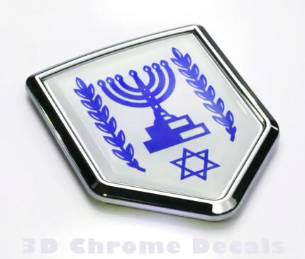 Israel Flag Crest Israeli Emblem Chrome Car Decal Sticker
