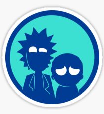 rick and morty blue round sticker