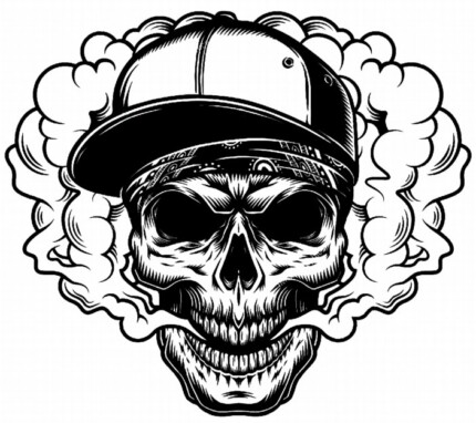 skull-vaper-420 weed smoke B&W sticker