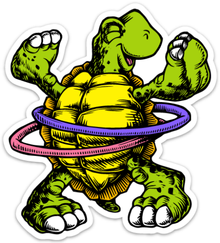 hula hooping turtle sticker