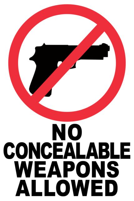 No Concealable Weapons Allowed Sticker