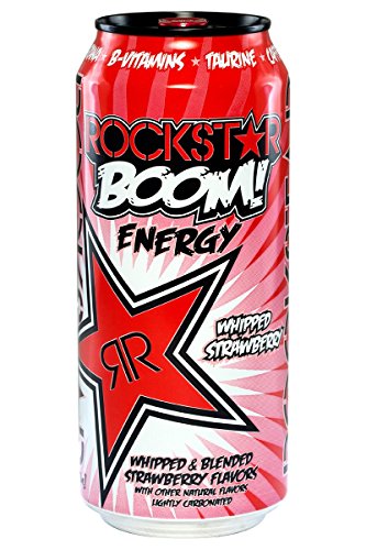 Rockstar BOOM STRAWBERRY energy drink can shaped sticker