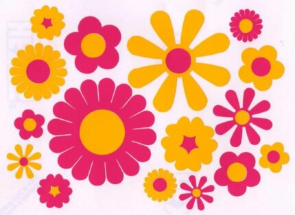 scooby flower multi color stickers PINK