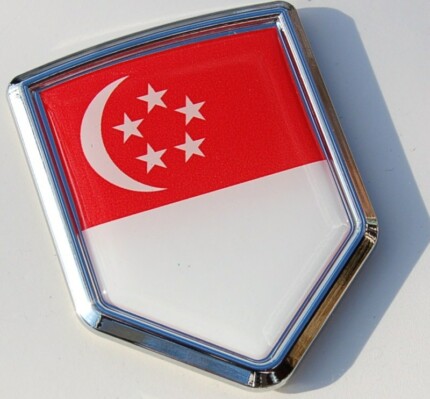 Singapore Decal Flag Crest Car Chrome Emblem Sticker