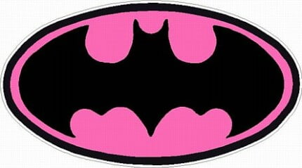 Bat Oval Hot Pink Sticker