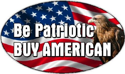BE PATRIOTIC BUY AMERICAN OVAL with eagle