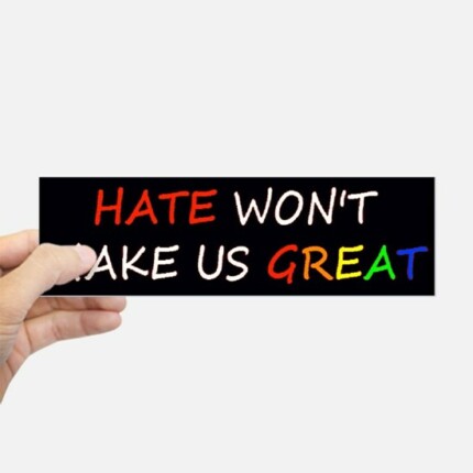 hate_wont_make_great_rainbow_bumper_bumper_bumper_sticker