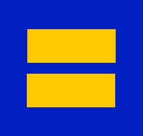hrc logo EVERYONES EQUAL blue and yellow STICKER