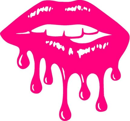 lips dripping die cut decal for gals