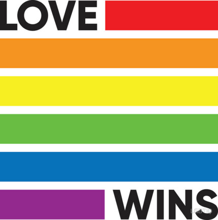 love wins rainbow square lgbt sticker