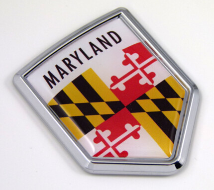 maryland US state flag domed chrome emblem car badge decal