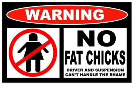 No Fat Chicks Funny Warning Sticker