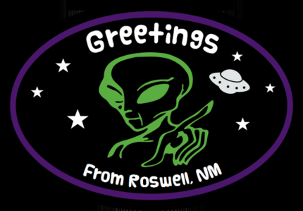 roswell greetings OVAL alien sticker