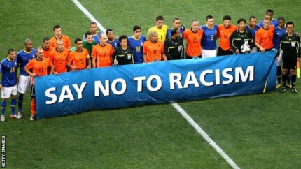 say no to racism football sticker