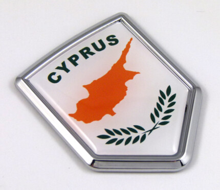 Cyprus 3D Adhesive Flag Crest Chrome Car Emblem