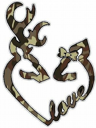 DEER HEADS HEART FILLS with LOVE camo brown