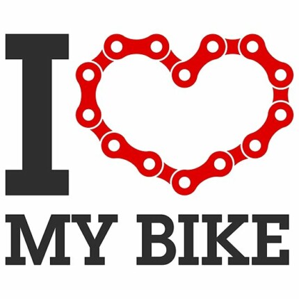 I LOVE MY BIKE STICKER CHAIN HEART 22