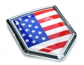 USA American Flag Crest Emblem Chrome Car Decal Sticker