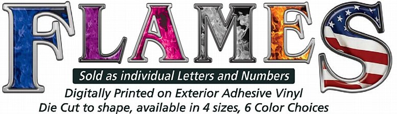 Flame Letters and Numbers Stickers